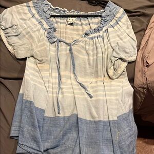 Ash Light Blue and Cream Striped Blouse